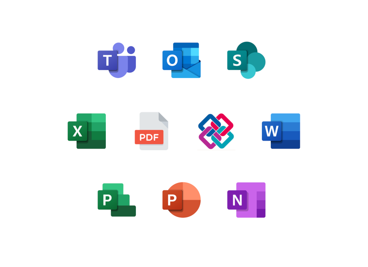 Integrationen buildagil (Microsoft Teams, Outlook, Sharepoint, Excel, MS Projects, Word, Powerpoint)